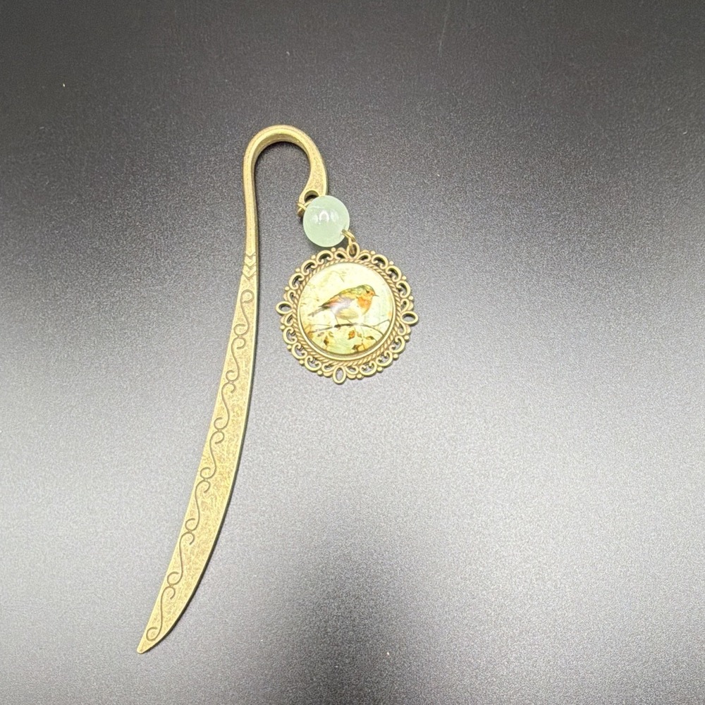 Metal Bird‎ Bookmark Decorative Charm Pendant Rectangle Gold Tone